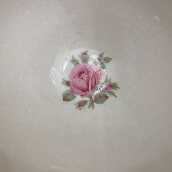 CROWN DUCAL BURGUNDY AND CREAM WITH GOLD TRIM AND A ROSE IN CUP AND ON SAUCER - Picture 7 of 12